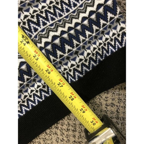 ASOS Mens Sweater Large Blue White Geometric Crewneck Long Sleeve Cotton - Picture 10 of 11